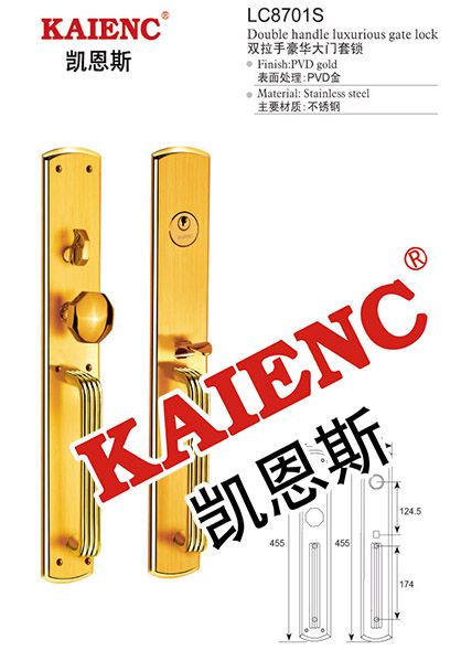 供应凯恩斯豪华别墅门锁 双开大门锁 双把手大门锁厂家图2
