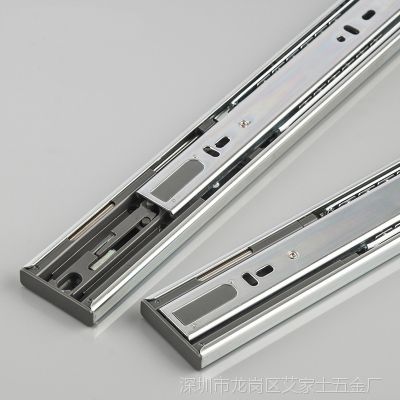 广东静音三节轨道 抽屉滑道 三折导轨滚珠滑轨超低价图2
