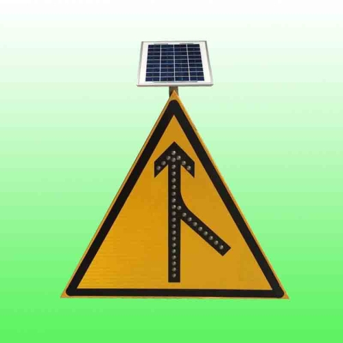 高速公路合流警示牌 led汇入警告标志 太阳能发光标志牌图2
